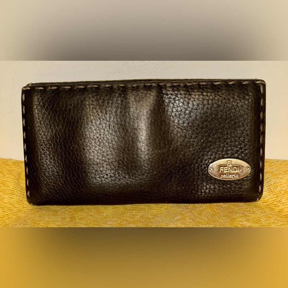 Fendi Selleria dark brown leather long wallet NICE! Authentic and SO SOFT